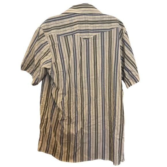 vintage Panhandle Slim Mens Short Sleeve Striped Button-Up Shirt 16.5 - Picture 2 of 4